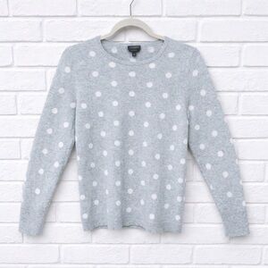 Talbots CASHMERE BUTTON CUFF SWEATER - DOT polka gray medium natural fibers